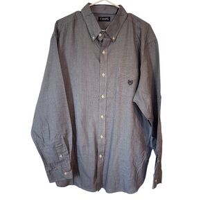 🌹Chaps Gray Casual Button Down Shirt Long Sleeve